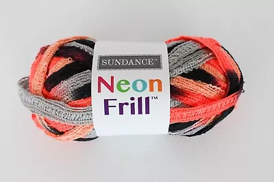 Sundance Neon Frill Ruffle Mesh Yarn #4 Orange Mix 3.5oz 28 Yards 100% Acrylic • $8.95