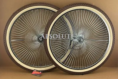 Vintage Lowrider 26  144 Spoke Chrome Dayton Rim Set W/brown/cream Diamond Tires • $214.79