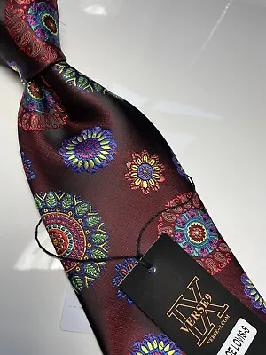 Nwt Verse 9 Multi Color Medallion Style Print Silk Designs Neck Tie & Hanky • $24.99