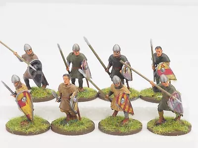 28mm Dark Ages Norman Warriors X 8. Painted. Blue 392 • £28