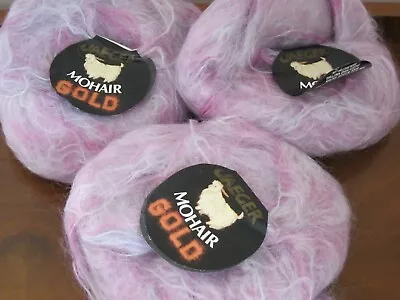 Jaeger Mohair Gold. Subtle Pink Random Colour. 3 X 50g. 84% Mohair Content. • £5