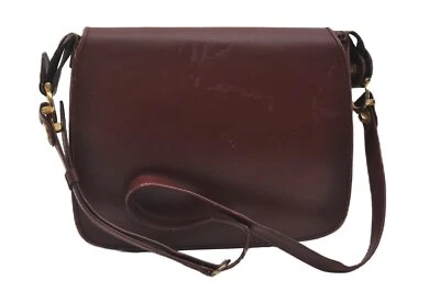$93.50 • Buy Authentic Cartier Must De Cartier Leather Shoulder Cross Bag Bordeaux Red 5511G