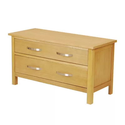 £45.99 • Buy Solid Oak Small TV Unit Stand Cabinet Chest Of 2 Drawers Light Solid Wood