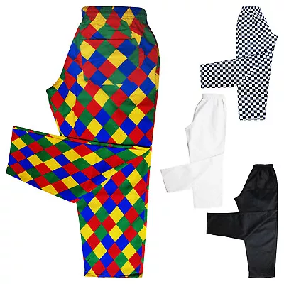 Chef Trousers Chefs Work Pants Uniforms Clothing White-Black-Harlequin-Chess • £17.09