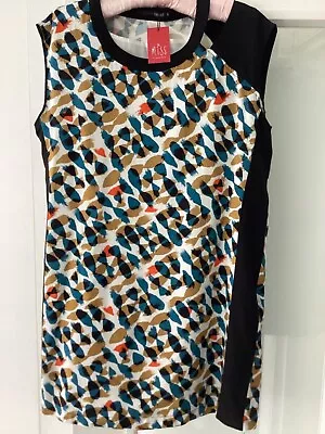 Miss Captain Trend Black/Multicoloured Fully Lined Dress Size 12 (EUR 40) BNWT • £5.49
