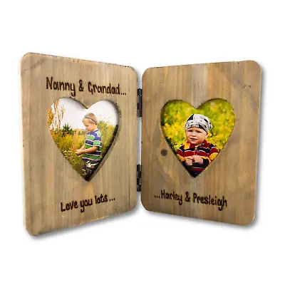 Nanny & Grandad Grandparents Gift Personalised Driftwood Double Photo Frame • £18.89