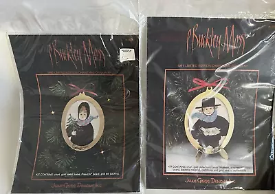 New 2 P Buckley Moss Amish Kids Christmas Ornaments Cross Stitch Kits 1990  1991 • $27
