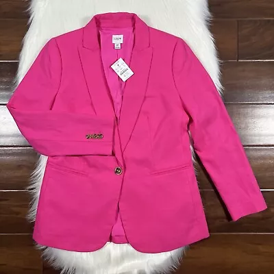 J. Crew Size 2 Petite Pink Linen Cotton One Button Holland Blazer Jacket • $79.95