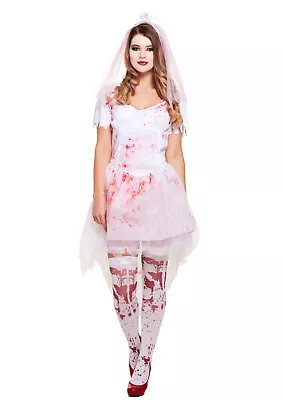 Bloody Bride Adult Fancy Dress Zombie Vampire Costume Party Halloween Outfit • £16.99