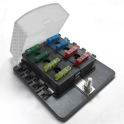 50 Caliber Racing 8 Way Standard LED Circuit Blade Fuse Box Kit Block Warranty  • $16.99