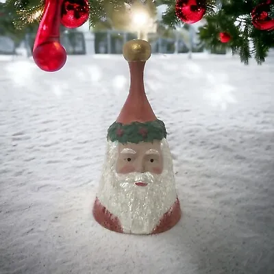 Vintage Santa Bell By Midwest Importers Pottery 6  Tall Rustic Look • $12.74