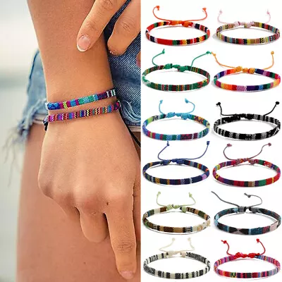 1PC Handmade Rainbow Multicolour String Cord Braided Friendship Woven Bracelet • £1.99