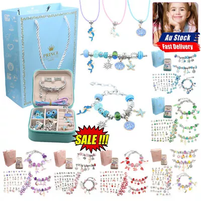 Girls Bracelet Making Kit Beads Jewellery Charms Pendant DIY Craft Kids Gift RL • $22.52