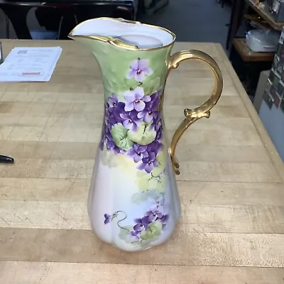 Limoges 'France Studio' Of Chicago Hand Painted Vase-pitcher Gold Gilt Nice • $86.50