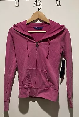 MILEY CYRUS Zip Up Acid Washd French Terry Hoodie~Small *Hot Rosebloom Color* • $19.95