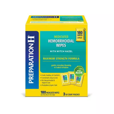 Preparation H Medicated Hemorrhoidal Wipes Max Strength - 180 Count - Exp 10/25 • $19.99