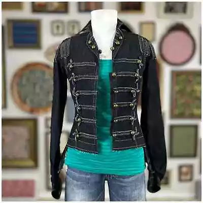 Byron Lars Beauty Mark Military Denim Jacket Womens Size 4 NWT Michael Jackson • $199.99