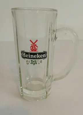Heineken  Beer Mug  Heavy Glass Glass With Handle 10 Oz Windmill Logo Bar Dutch • $9.89