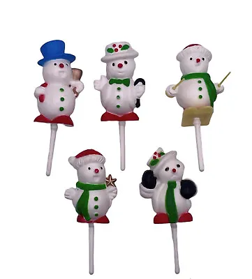 £3.85 • Buy 5pc Snowman Cake Toppers Mini Plastic Christmas Yule Log Cake Snow Decoration