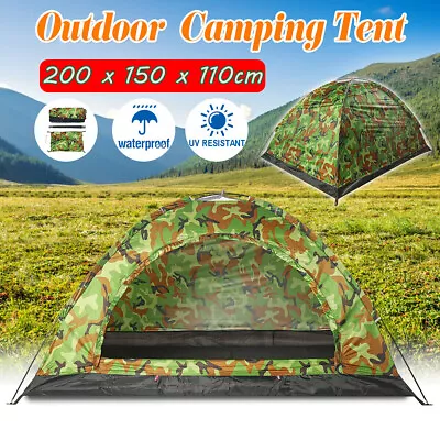 Camouflage Camping Tent Outdoor Army Ranger Military 2 Men Lightweight Dome Tent • £16.95