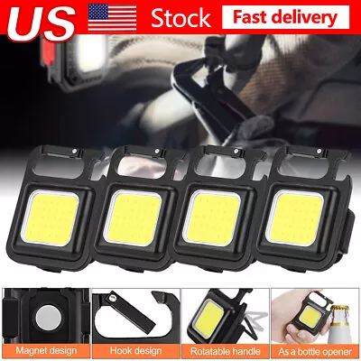 4Pcs Mini Portable COB Work Light Rechargeable Flashlight Keychain Bottle Opener • $8.99