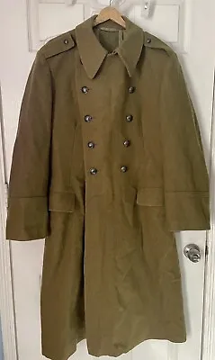 Vintage Romanian Wool Trench Coat Military Army Heavy Winter Overcoat See Pics • $200