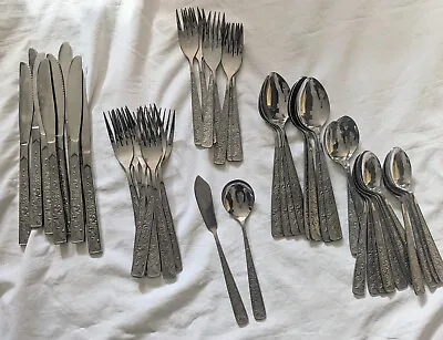 Vintage Stainless Steel Taiwan Flatware Set Pattern Unknown 39 Pieces • $45