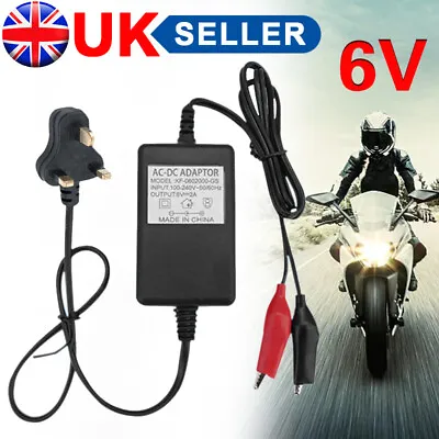 6v Volt Sealed Lead Acid Battery Charger For Motorbike Quad Bike Toy Car Uk • £6.89