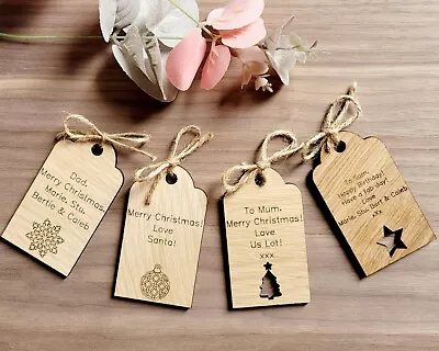 Personalised Present Label Birthday Gift Tag Wedding Keepsake Wooden Christmas • £3.99