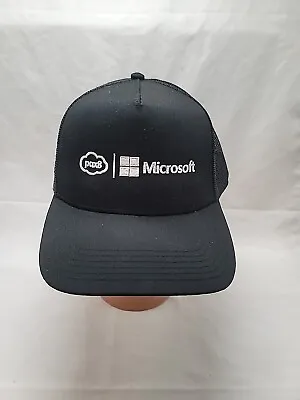 Microsoft Pax8 Black Mesh Hat Cap Adult  Snapback Logo Spellout Trucker • $22.59