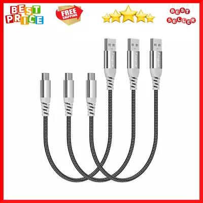 Short USB C Cable-30Cm 3 Pack Fasgear Fast Charging USB A To Type C Cord Nylon • $17.97