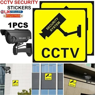 Fake Dummy Cctv Camera Stickers Sign Security Surveillance Yellow Indoor Outdoor • £2.85