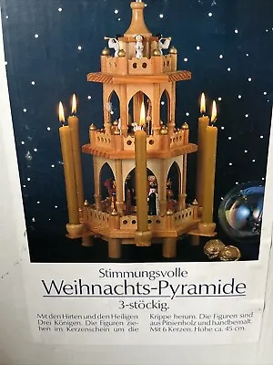 $55 • Buy VTG 3-Tier Christmas Weihnachts Pyramid Nativity Carousel 18” Wooden Boxed