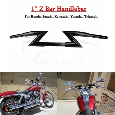 Universal 1'' Motorcycle Handlebar Z Bar Drag Bar For Harley Honda Yamaha Suzuki • $98.99