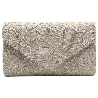 £10.89 • Buy Women's Lace Envelope Evening Clutch Bags Wedding Purse Bridesmaid Prom Handbags