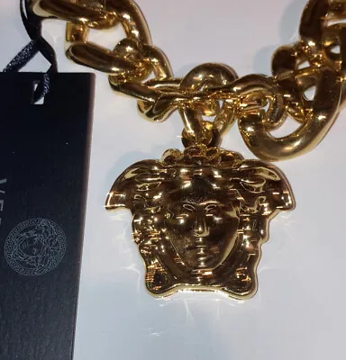 Authentic Versace La Medusa Large Links Gold Tone Plastic Necklace 38” With Box • $499.99