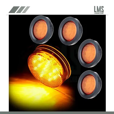 4pcs 2.5 Inch Amber 13 Led Round Side Marker Clearance Truck Light Grommet • $17.33