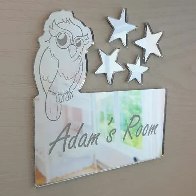 £4.99 • Buy Personalised Owl And Stars Door Name Plaque Boy Or Girls Bedroom Room Sign