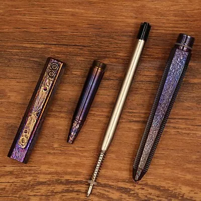 EDC Titanium Meteorite Pattern Pocket Ballpoint Pen Office Signature Stationery • $41.70