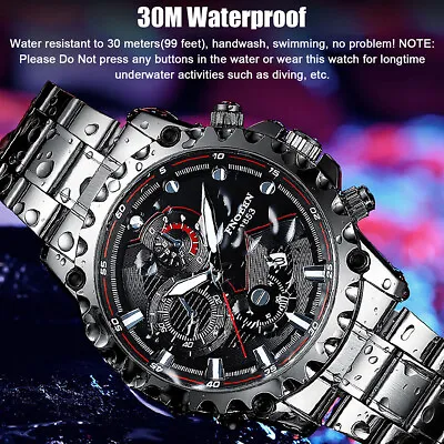$13.99 • Buy FNGEEN Men's Watch Classic Stainless Steel Waterproof Quartz Luminous Wristwatch