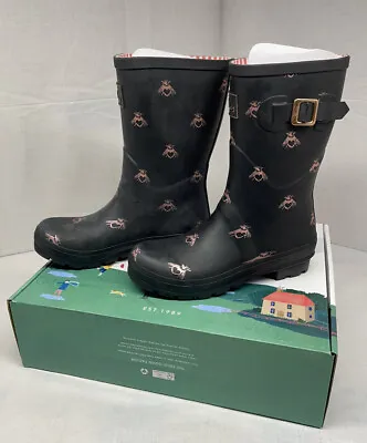 NWT Joules Women's Molly Welly Mid Height Rain Boot (Size 8) Pink Love Bees • $50