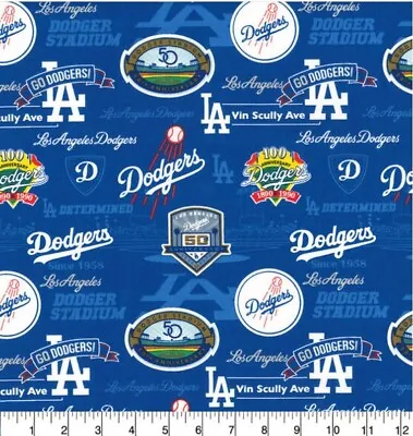 MLB Los Angeles Dodgers Stadium Print 60254D Cotton Fabric By The Yard • $19.95