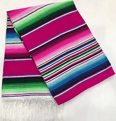 Artisan Falsa Mexican Blanket Saltillo Serape Yoga Throw Made In Mexico S003 • $26.95