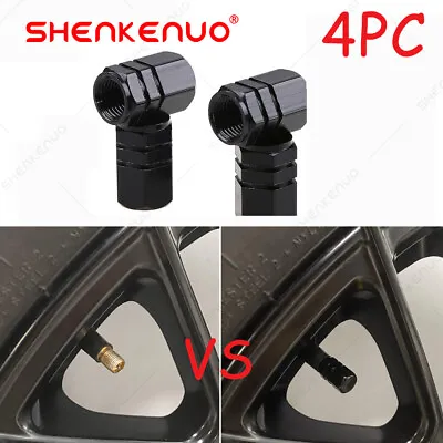 4PC BLACK Aluminum Tire/Rim Valve Stem/Wheel Dust Cover Caps US Stock • $8.49