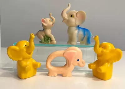 Vintage Squeak/plastic Toy Lot-all Trunks Up Elephants-sanitoy/taiwan/hong Kong • $19.99