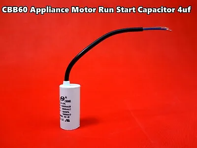 CBB60 Appliance Motor Run Start Capacitor Wire Lead 4uF 400V/450V/500V (G73A) • $11.50