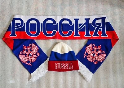 $18 • Buy Vintage Russian Scarf Flag Russia Rossiya With Coat Of Arms, Fringe And Hat