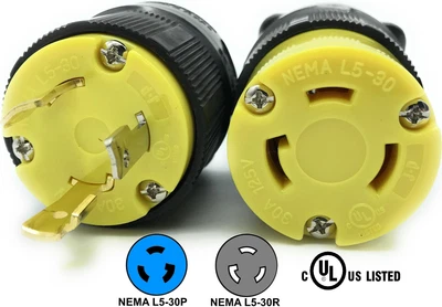 $29.97 • Buy NEMA L5-30 Plug Connector Set RV Generator Replacement 30amp 125v L5-30P L5-30R