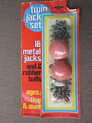 TWIN JACK SET-Metal Jacks With 2 Balls-Vintage-By Wells Mfg. -Original Packaging • $9.99