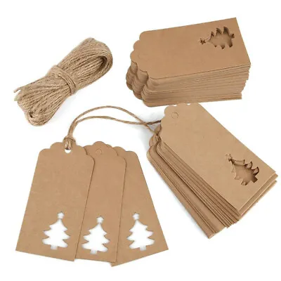 £3.95 • Buy 50/100 Christmas Tree Kraft Brown Gift Tags Blank Label With Free 10m/20m String